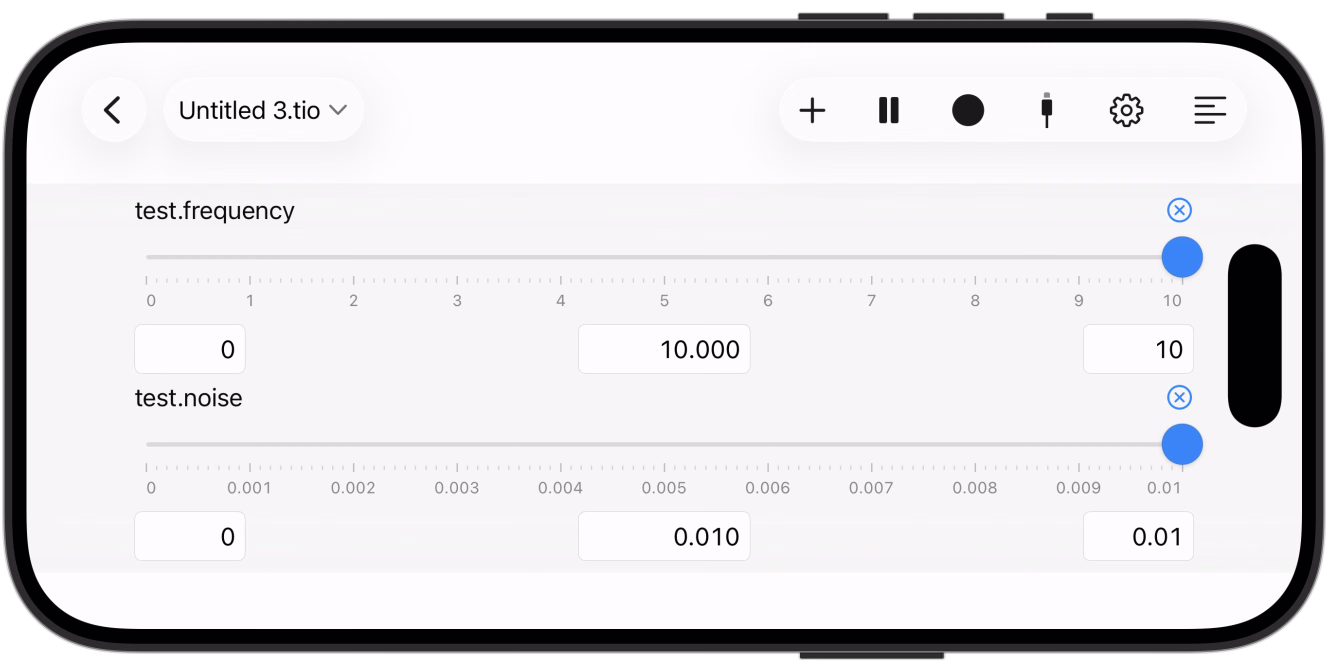 Sliders in landscape on iPhone